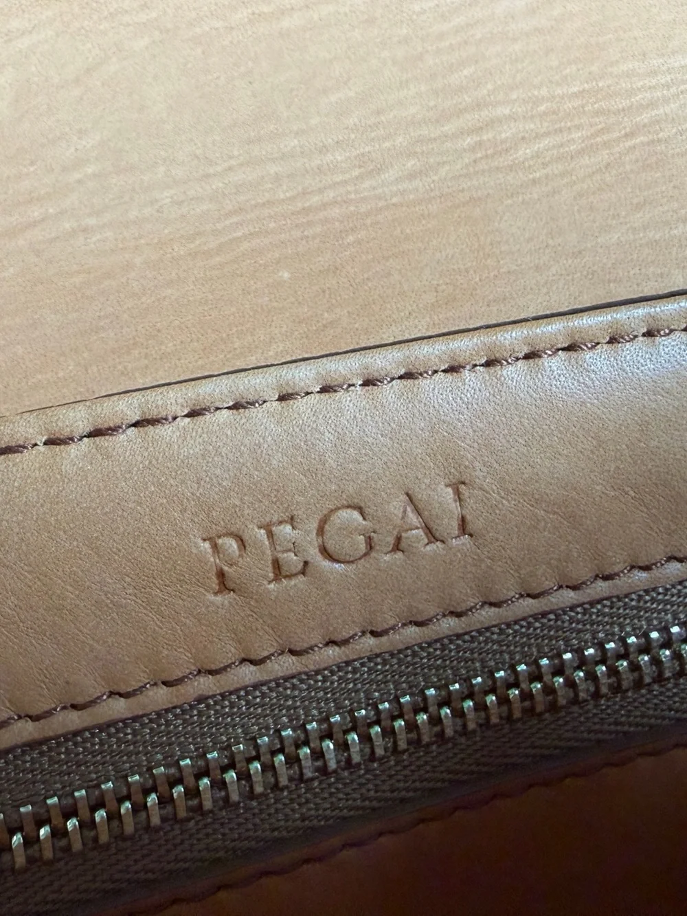 PEGAI Shrunken Calf Cafe Togo Leather Helen Crossbody Purse Bag